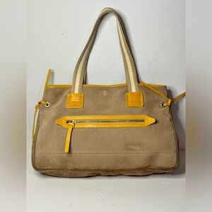 HOGAN Leather Suede Tan/Yellow Tote Shoulder Bag